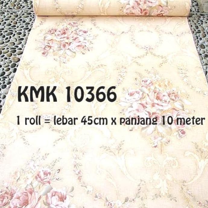 WALLPAPER BUNGA SHABY CREAM • WALLPAPER DINDING 10M X 45CM DISKON