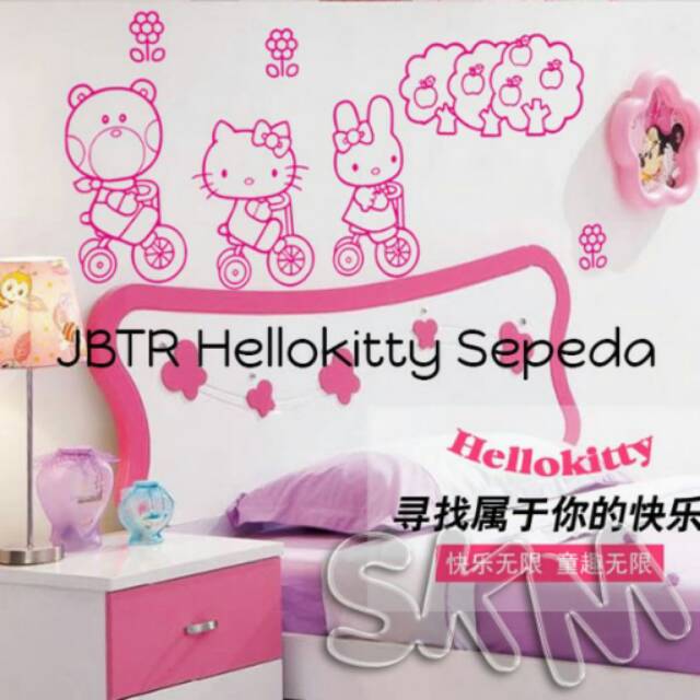 Wallsticker Wallstiker JBTR Hello Helo Kitty HK SEPEDA Dekorasi Rumah Kamar Anak