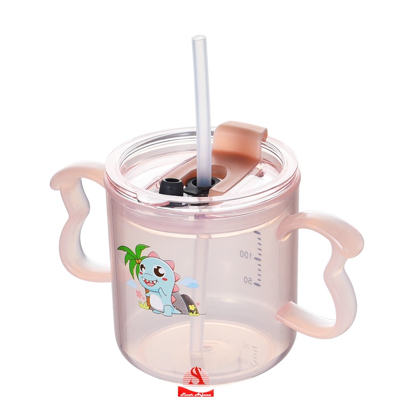 Unik Gelas Anak / Gelas Bayi Training Cup Lucu Karakter Free Sedotan / Gelas Anti Tumpah Aman