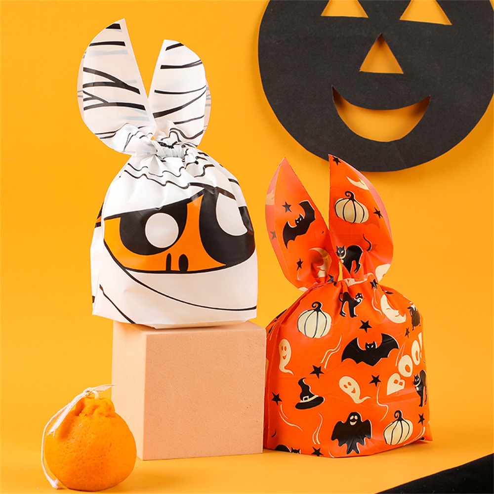 50 Pcs Tas Kemasan Kue / Permen / Snack Motif Labu / Kelinci Halloween Untuk Perlengkapan Festival