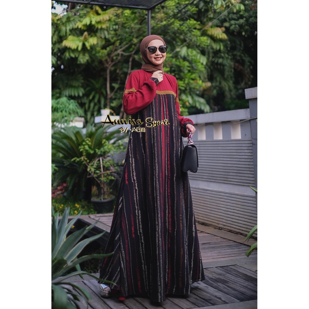 Dress Ceruti babydoll polos mix salur ori Annisa Syari By Asm