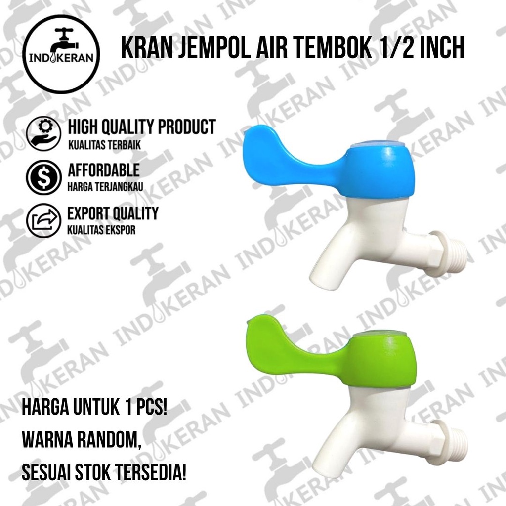 INDOKERAN - Kran Jempol Air Tembok Warna Warni Engkol - 1/2 Inch