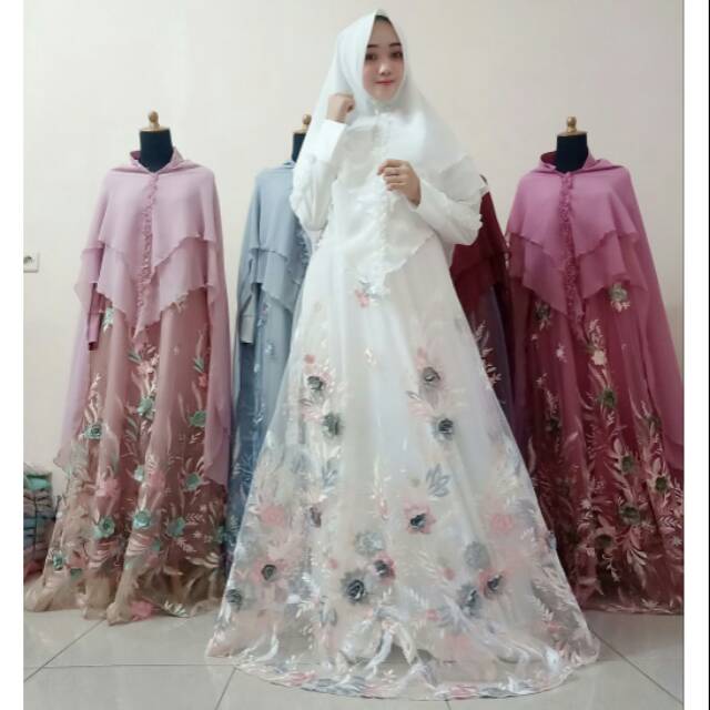 30+ Ide Keren Model Gamis Brokat 3d