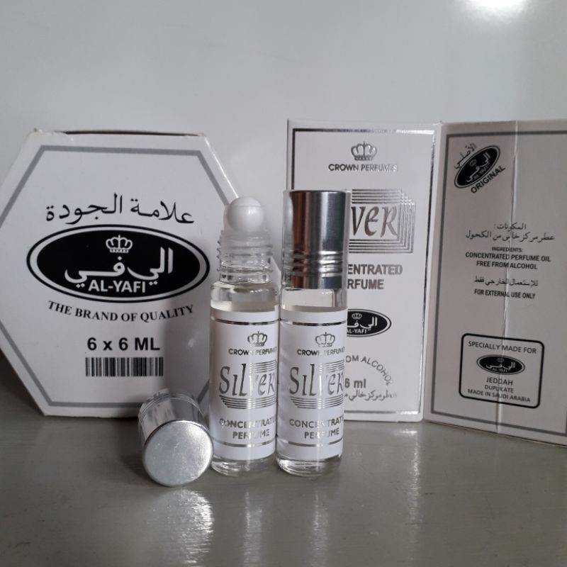 SILVER Parfum ALYAFI 6ml Minyak Wangi Roll On Non Alkohol