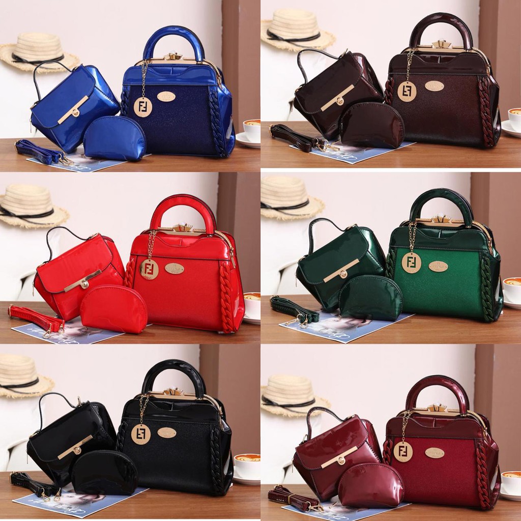 Fendi Behel Glitter Ring 5728 VIC set 3in1 TAS BRANDED WANITA TAS IMPORT TAS FASHION BATAM