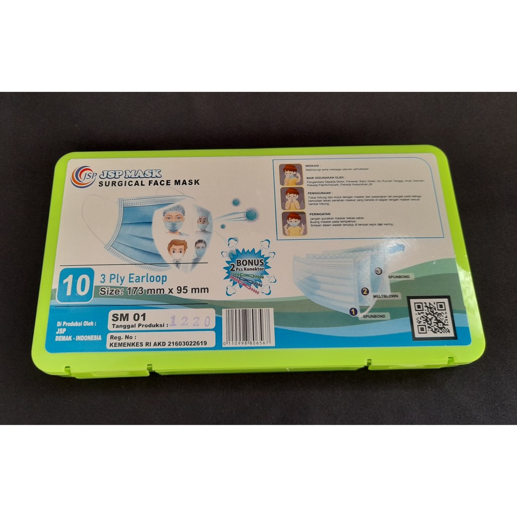 Masker box - surgical face mask free 2pc konektor (isi 10)