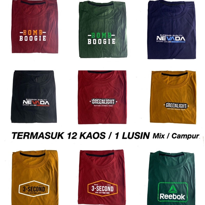 Usaha KAOS distro pria murah 12pcs (1 LUSIN)