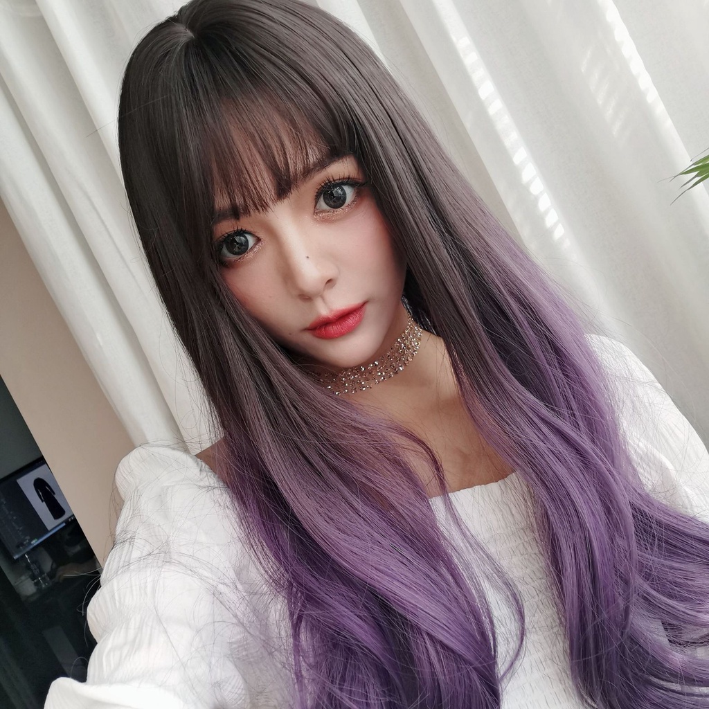 WDA-26 wig daily kpop korea jepang gradasi smoke purple ungu rambut palsu lurus panjang