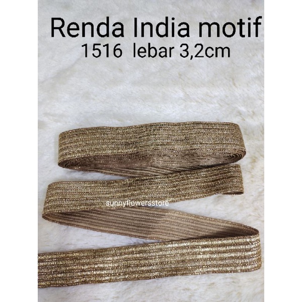 Renda India motif 1516 lebar 3,2cm isi 10 yard