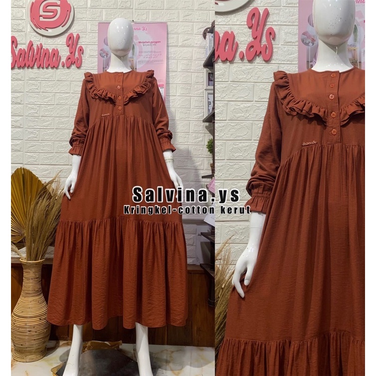 GAMIS SALVINA YS RAYON CRINGKEL CRINGKLE KRINGKEL COTTON KERUT ORIGINAL 100000%