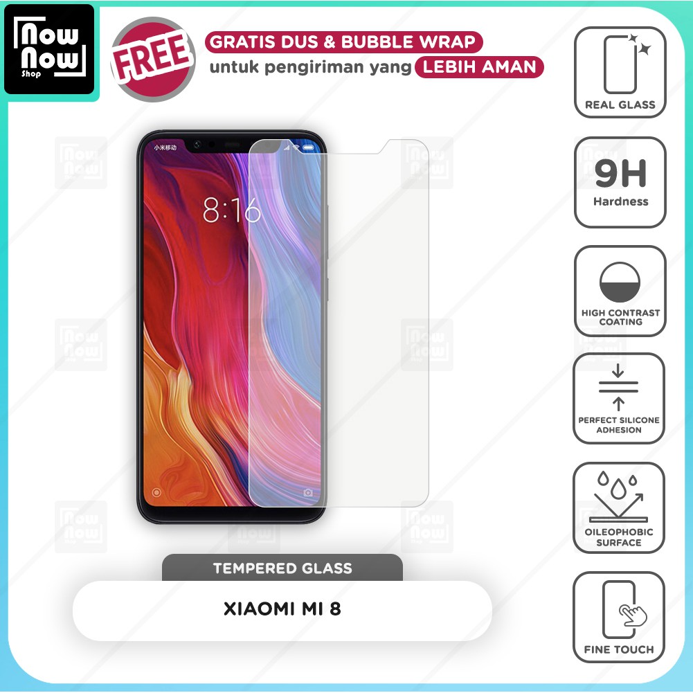 Tempered Glass Anti Gores Xiaomi Mi 8 Screen Guard Protector 9H Kaca Temperglass Mi8