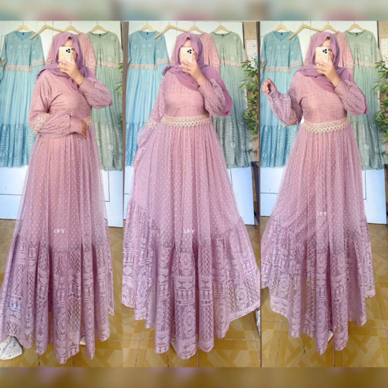 SET GAMIS SYARI BAJU MUSLIMAH PESTA BRUKAT BROKAT TILE BORDIR BUSUI COUPLE FAIRUZ CANTIK PREMIUM