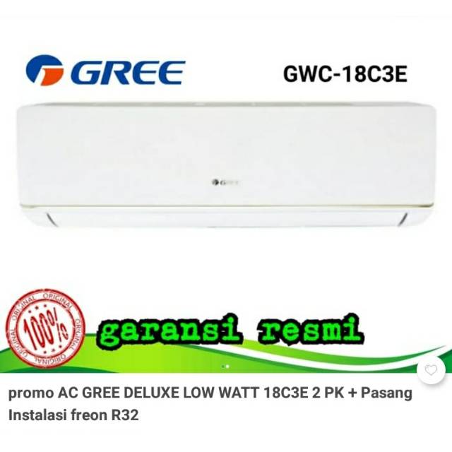 AC Split Gree 2PK (type GWC18C3E LowWatt 1500watt) terpasang diCirebonKota u/Ruangan 8meterx8meter