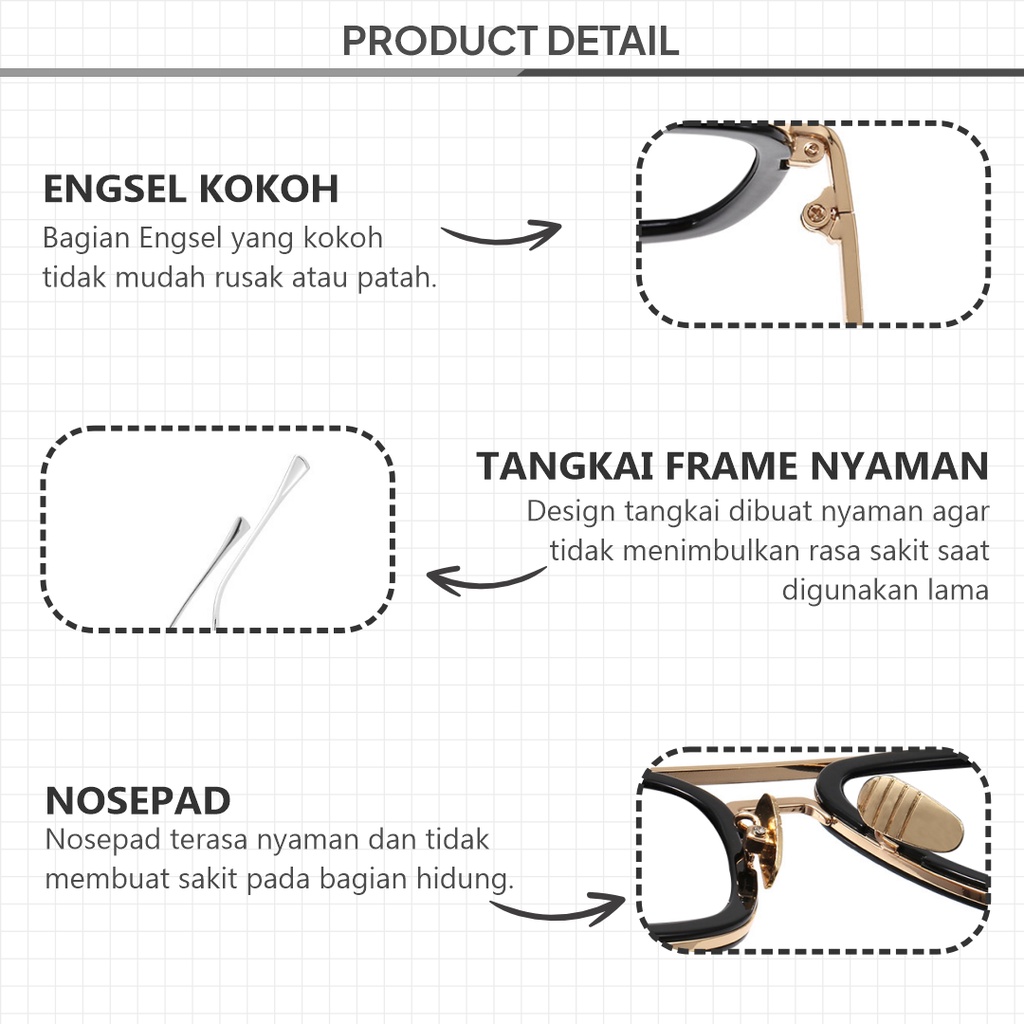 Berrybarton Kacamata Komputer Model Aviator Metal Anti Radiasi Blueray Photocromic Pria Wanita 9103 A-4