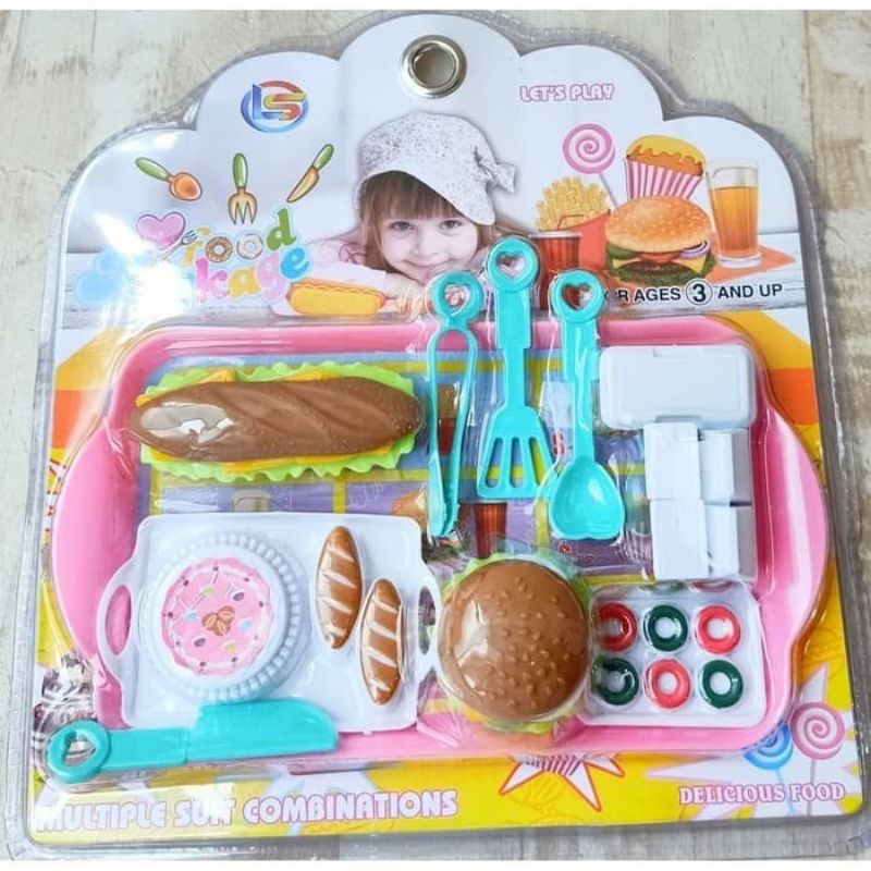 Mainan Mini Nampan Burger Small Tray Fast Food LF46