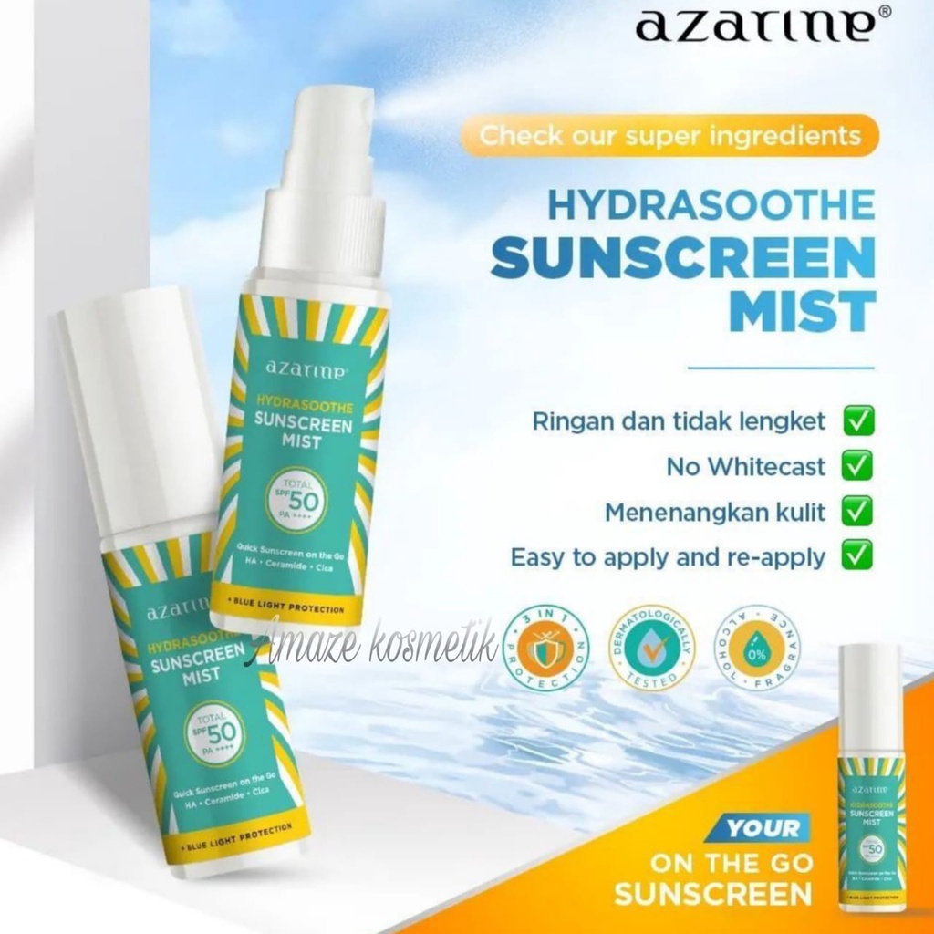 AZARINE Hyudrasoothe SUNSCREEN MIST SPF 50 PA++ 60ml BPOM BARU !!