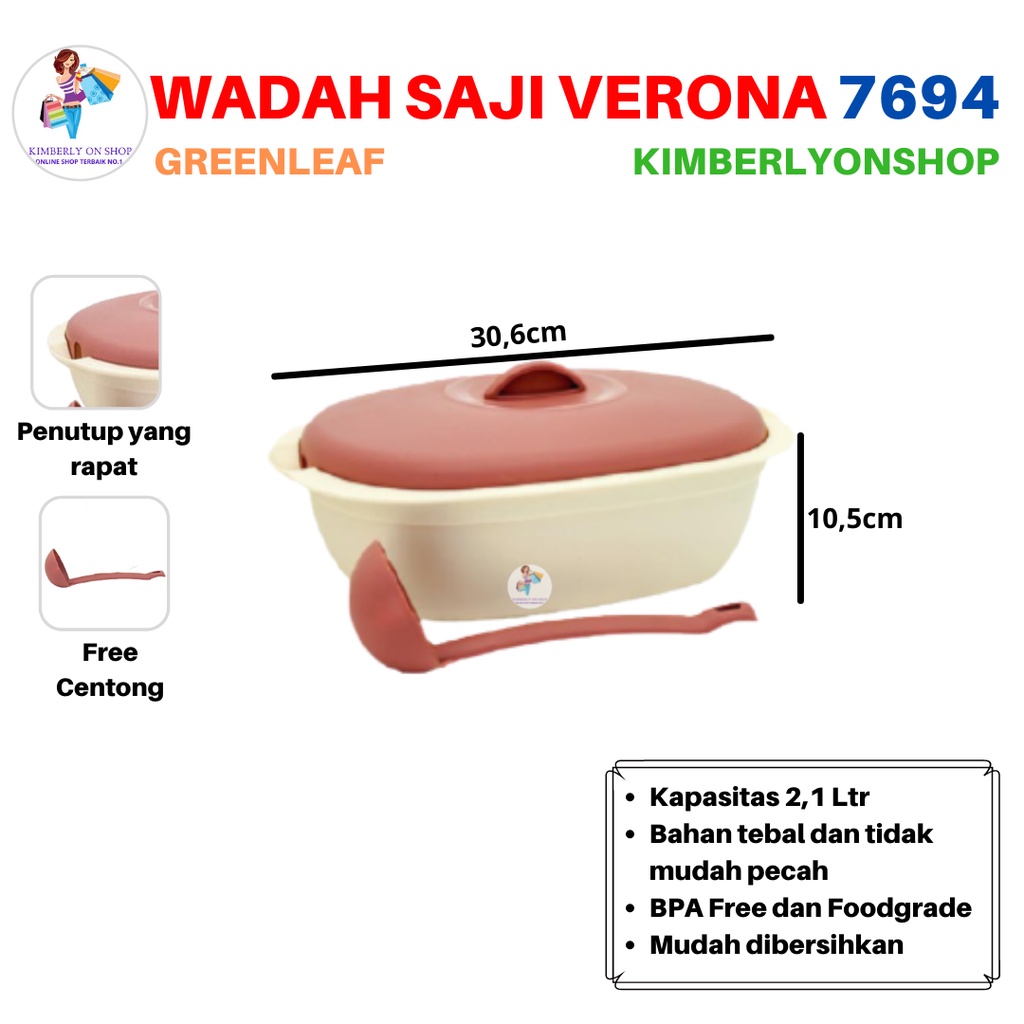 Wadah Saji Food Storage Verona 2,1 Liter 7694 Green Leaf