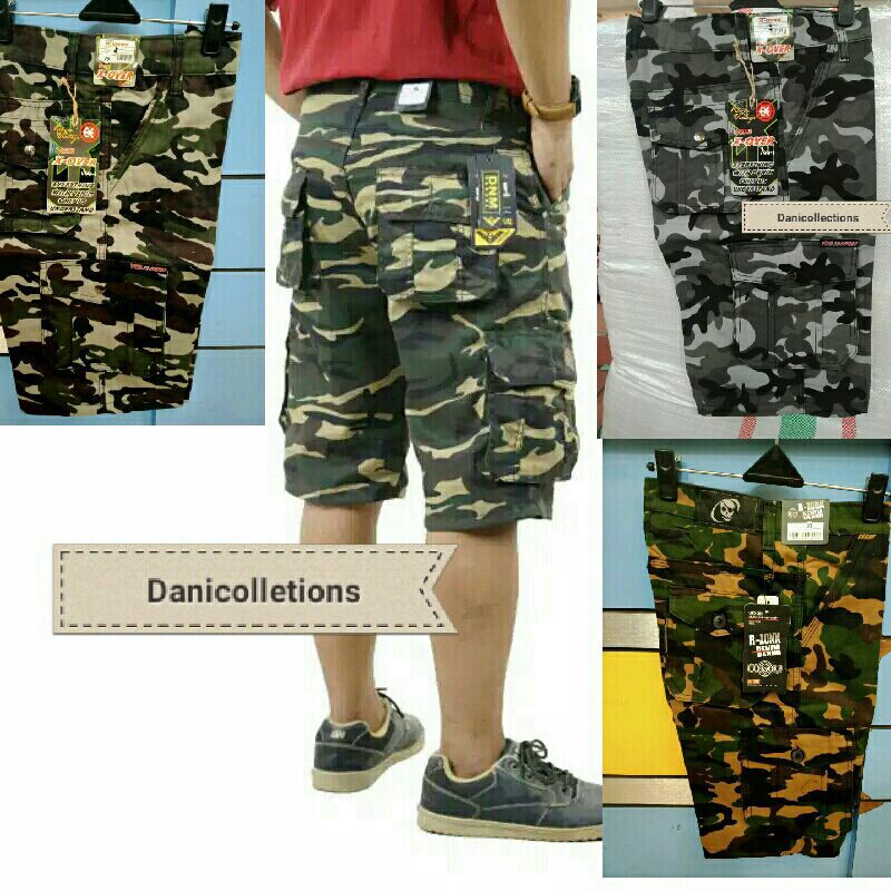 Celana PDLPendek/ kargo motif doreng/ army terbaru size 27-34 termurah