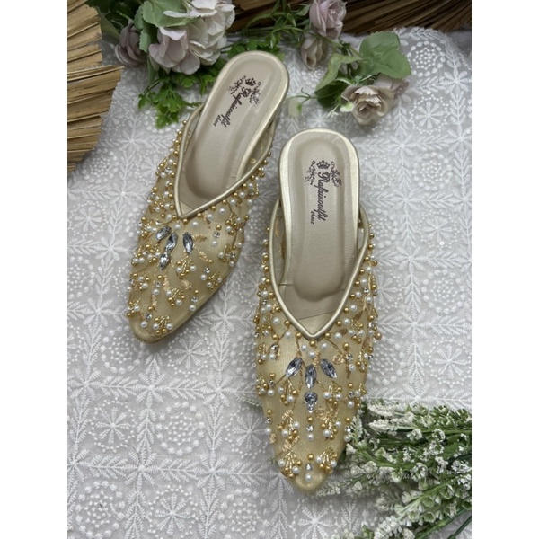 sepatu Marisa gold 3cm kaca