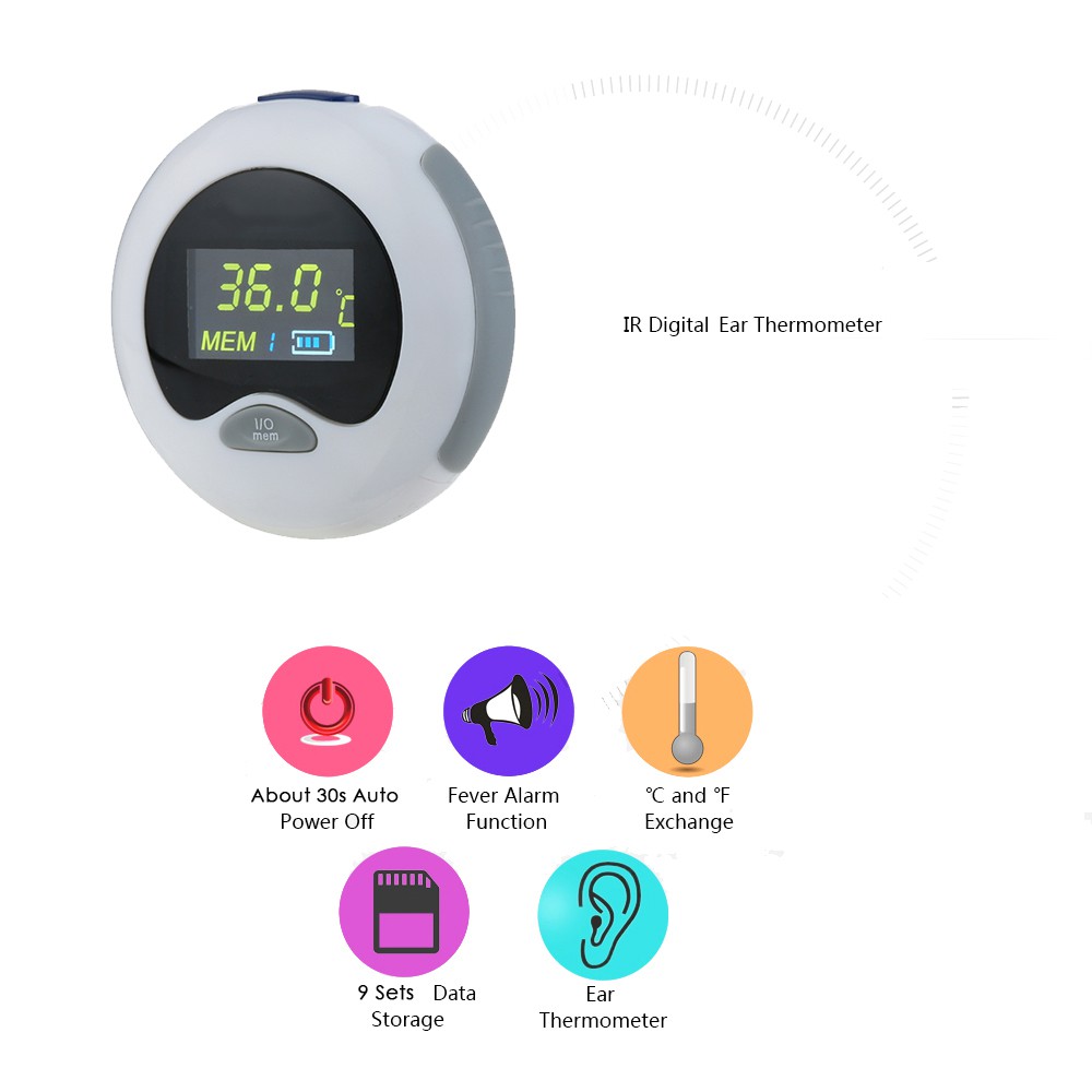 Ear Thermometer Digital Infrared LCD Temperature Monitor