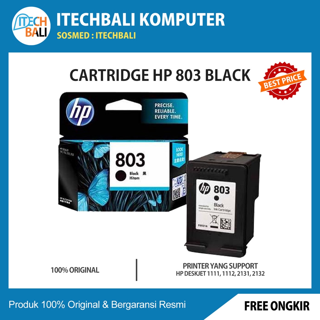 Cartridge HP 803 Black Original   |  ITECHBALI