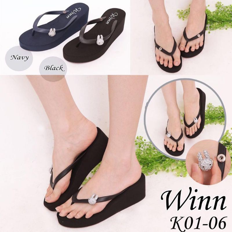 Sandal Jepit WINN SEMI WEDGES RABBIT HEAD