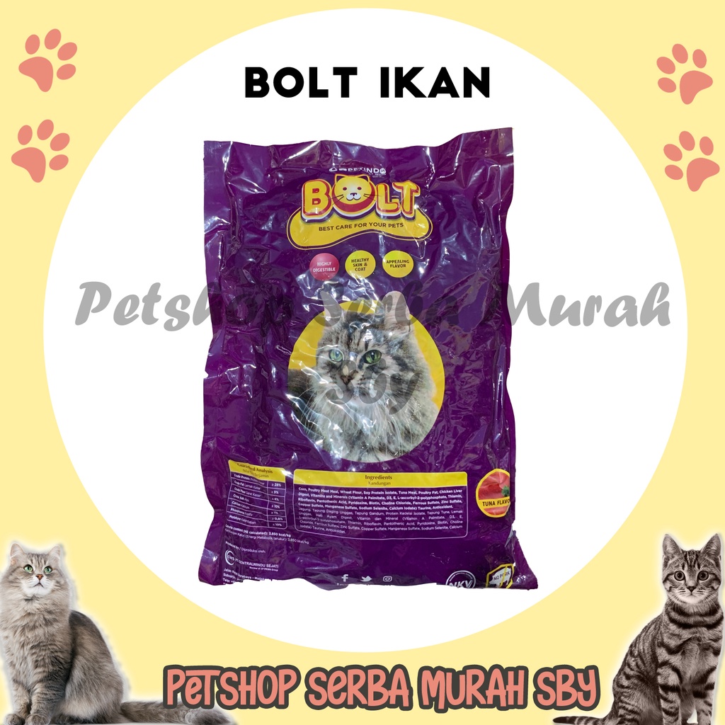 Bolt Salmon dan Tuna Bentuk Ikan dan Donat Repack 1kg - Makanan Kering Kucing Dewasa