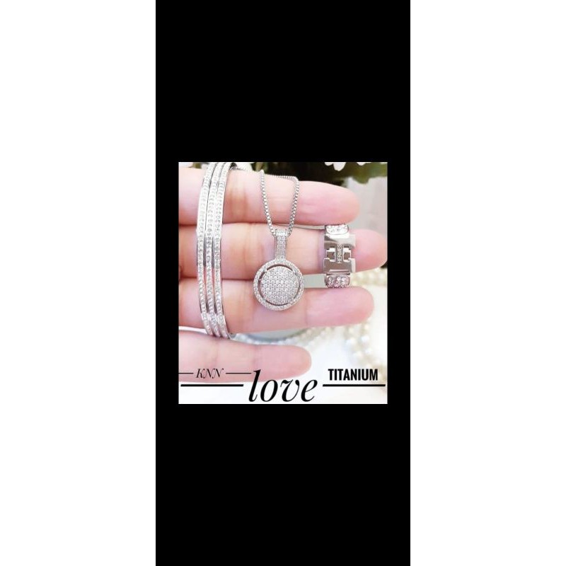 Set perhiasan silver mata titanium 0804
