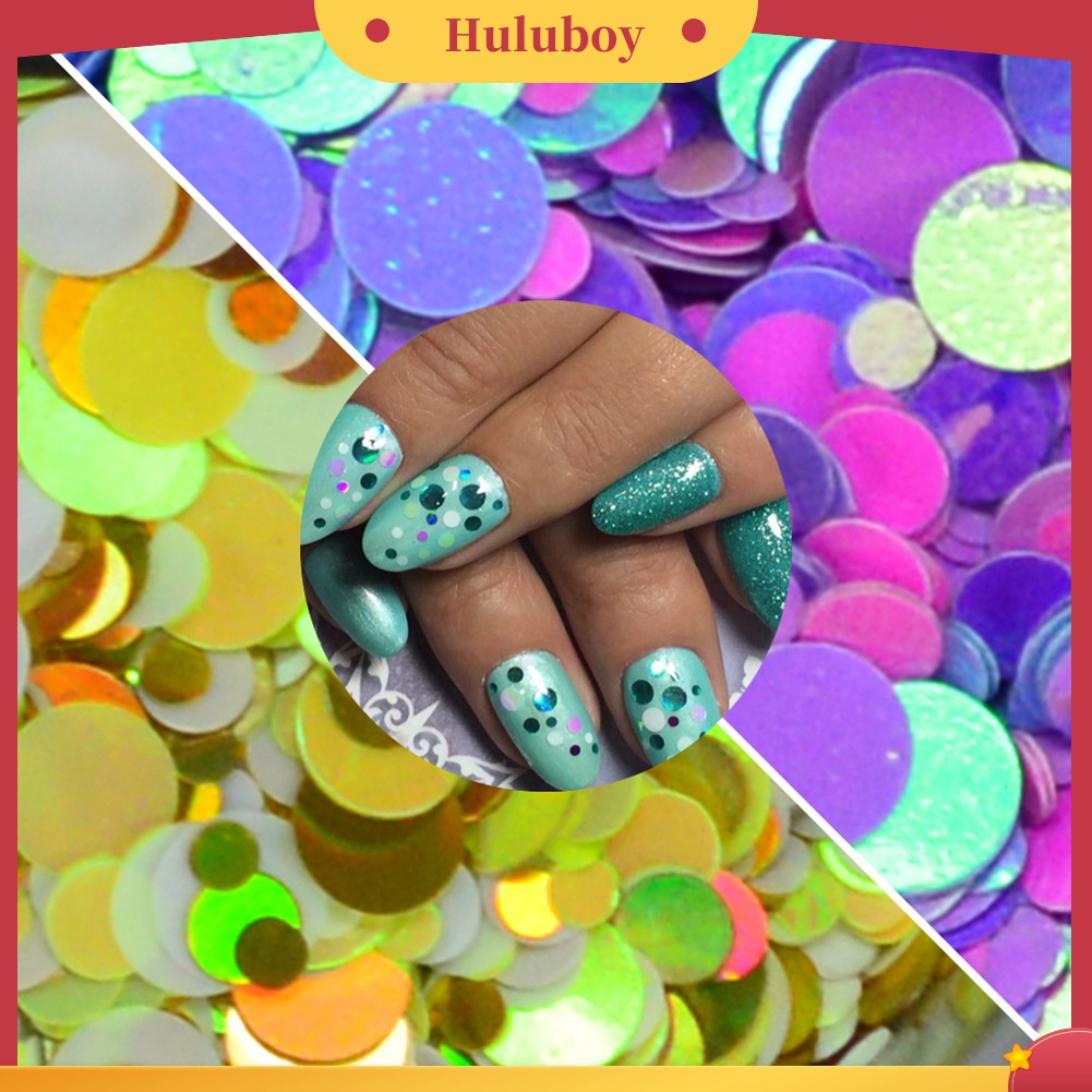 Huluboy Huluboy♡ 12 Grid Payet Glitter Campuran Bentuk Bulat Untuk Dekorasi Manicure