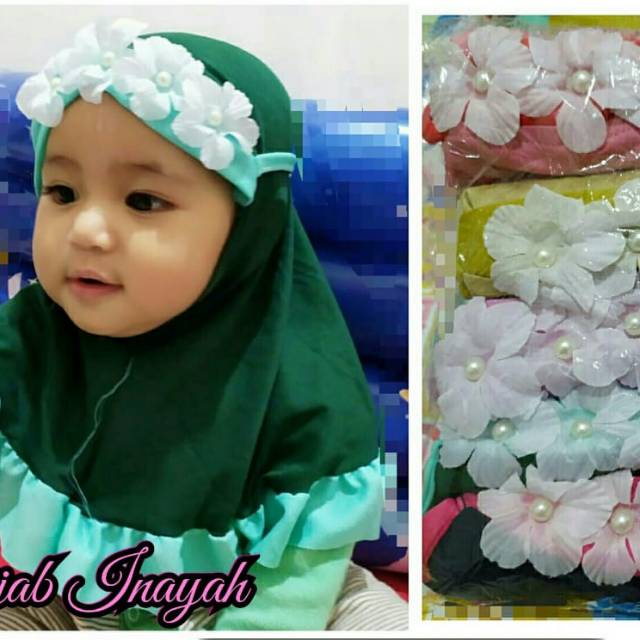 Hijab anak anting pompom india mutiara
