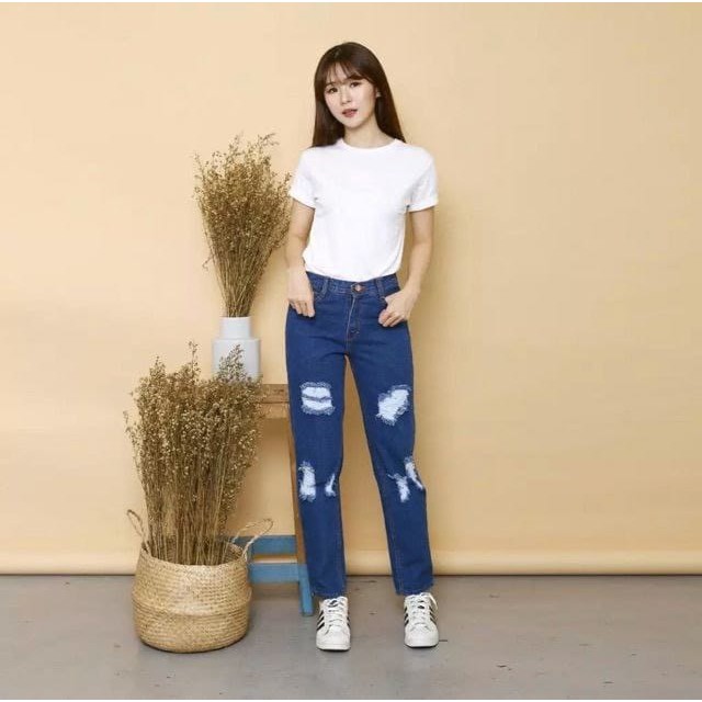 Boyfriend jeans-Boyfriend sobek-Boyfriend jumbo-Model Lapis