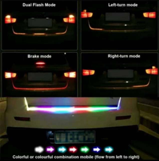 Led rgb bagasi mobil 12 volt/24 volt 150 cm