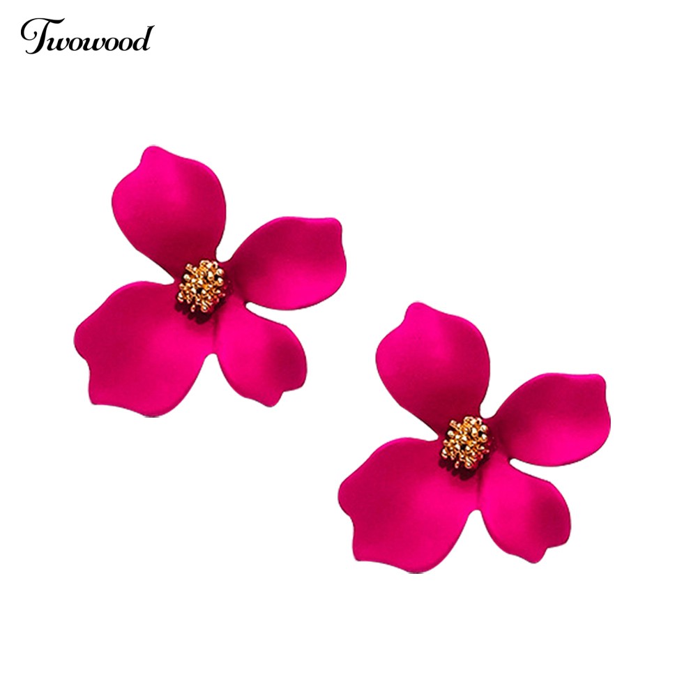 Twowood Fashion Girls Flower Ear Studs All-match Date Party Travel Earrings