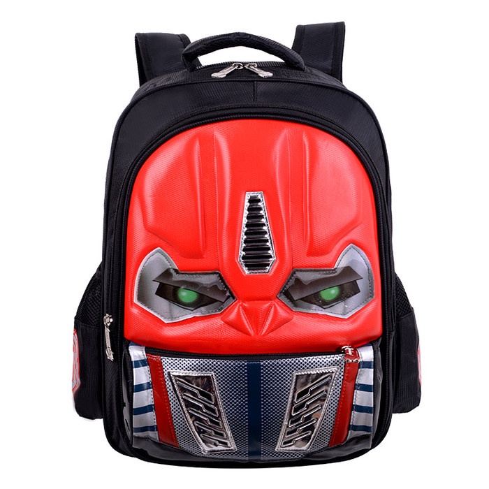 TAS RANSEL SEKOLAH SD / TK IMPOR ANAK LAKI-LAKI ROBOT TRANSFORMER LED - Merah