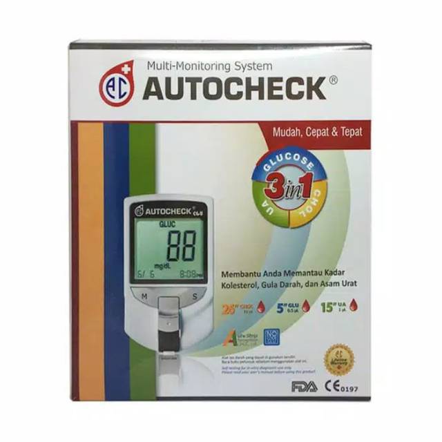 Autochek Alat Cek GCU 3 in 1 / Alat Cek Gula, Asam Urat, Kolestrol