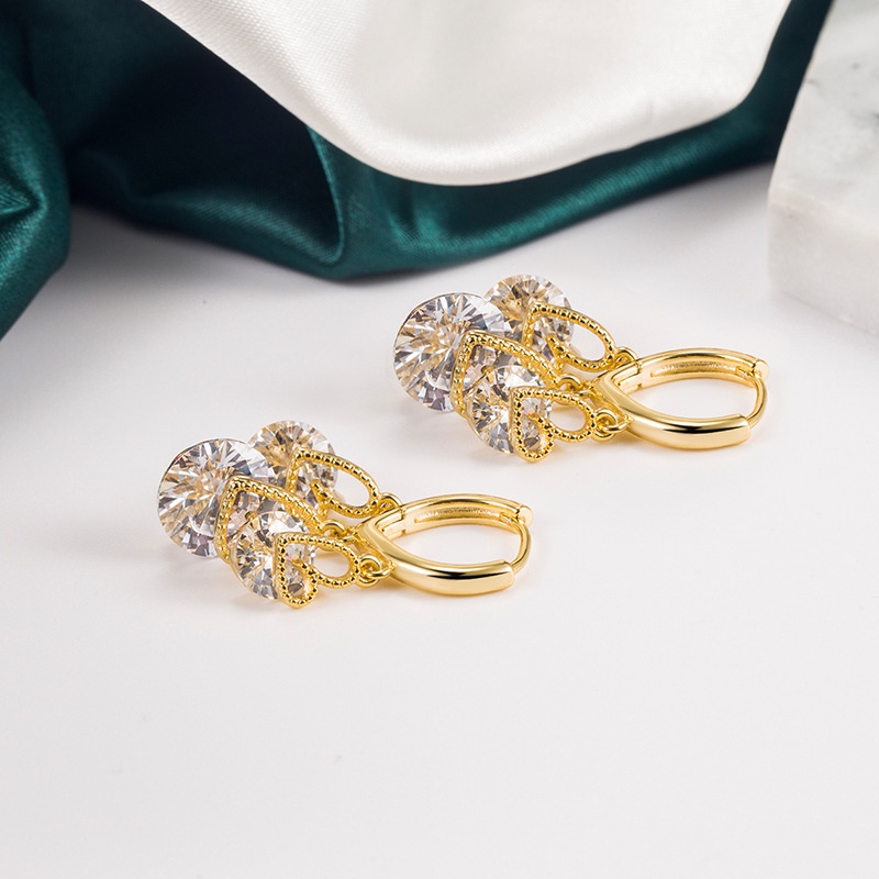 Anting Klip Mewah Bentuk Hati Hias Zircon AAA Untuk Wanita 2022