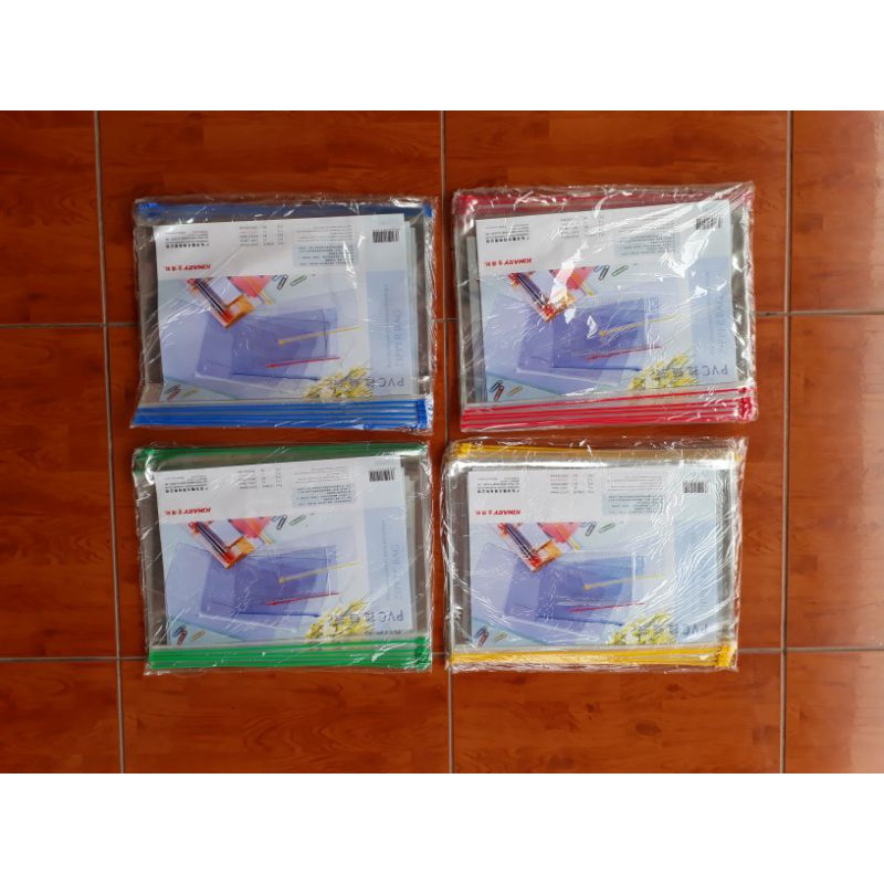 

KINARY F56 PVC Transparent Data Envelope Zipper Bag Ukuran A4 Set 12pcs