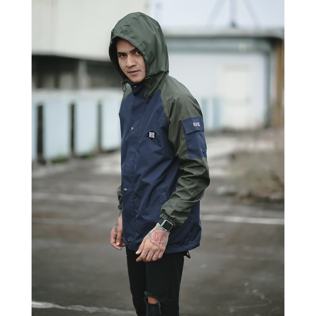 Jaket Casual Navy Hijau Jaket Parasut Pria Jaket Outdoor Salviohexia