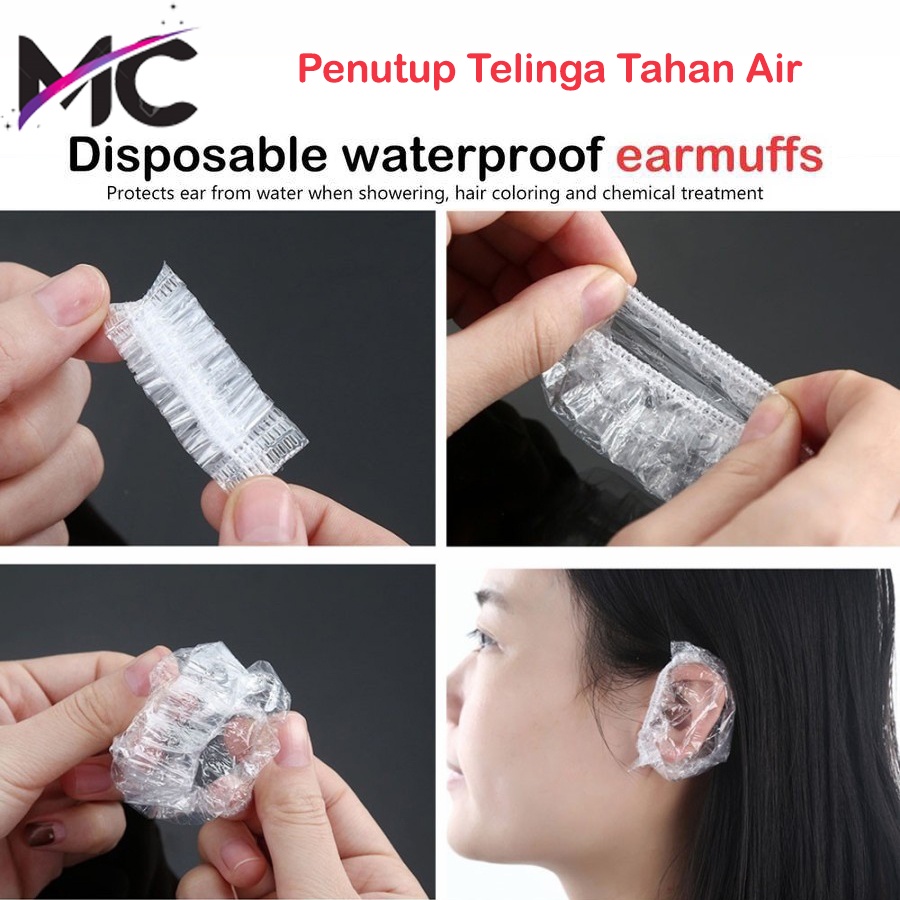 Shower Cap Plastik Penutup Kuping Telinga Anti Air Disposable Plastic Showercap Hotel Spa Salon Bleaching Mandi dan lain lain Murah Praktis Sekali Pakai