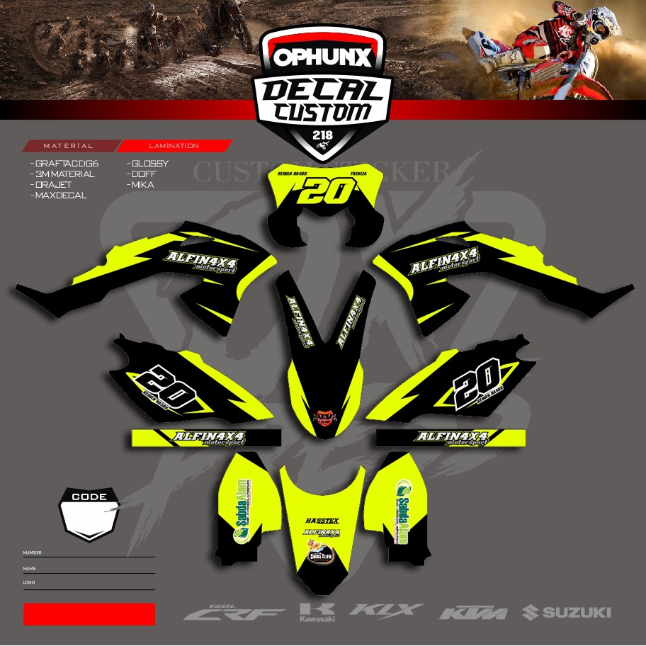 Stiker Decal Kawasaki Untuk KLX 150 BF KLX GORDON KLX DTRACKER KLX (8)