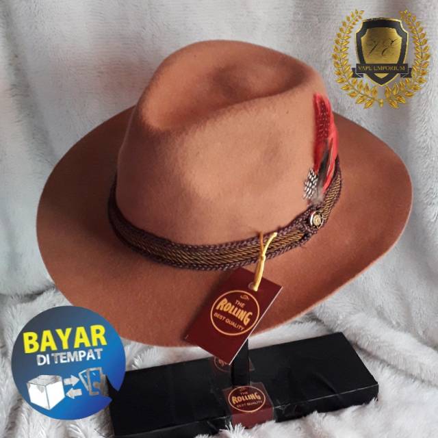 THE ROLLING Topi Fedora Bahan Laken BISA COD