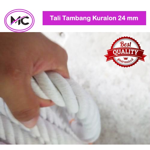 Tali Tambang Katun 22mm 24mm Warna Putih Kuralon Guralon Rope Bahan Asli Import Tampar Pengikat Barang Dekorasi Kerajinan Gantungan Tarik Tambang Outbond Pengaman Safety