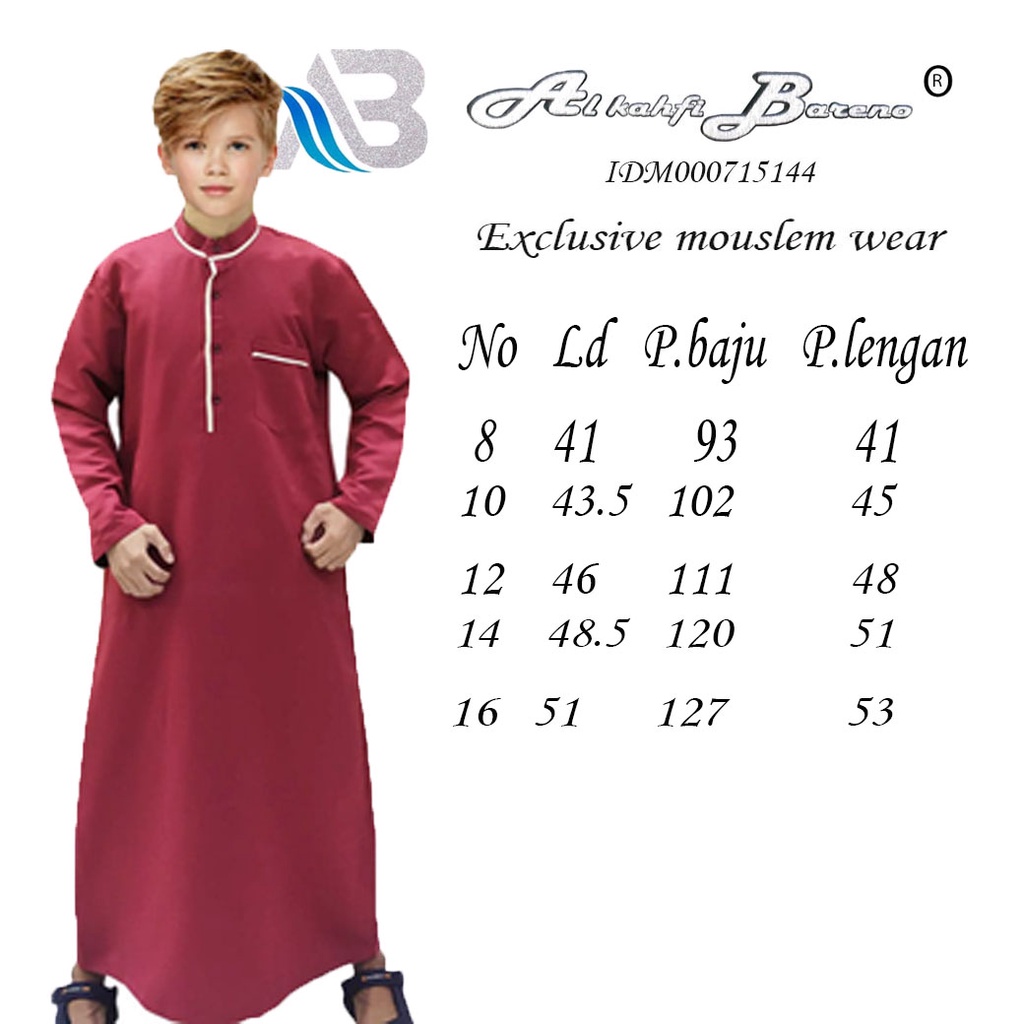 Baju Koko Anak/ Gamis Anak Laki Laki Jubah Anak Laki Laki Lengan Panjang Al qadr/AB Alkahfi Bareno