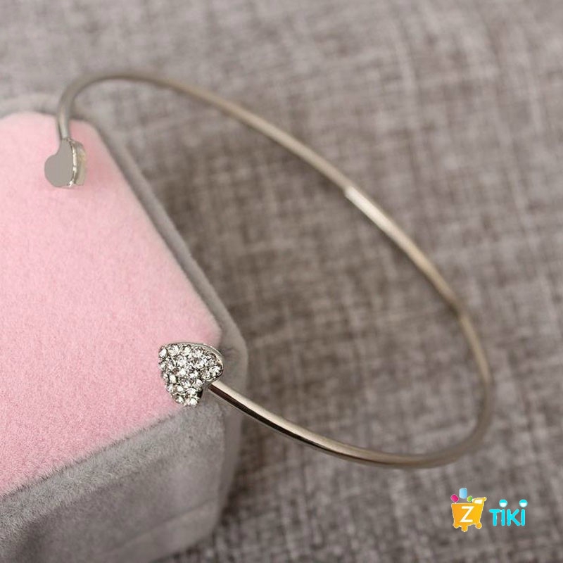 COD（TiKi）Gelang Tangan Model Terbuka Desain Hati Lapis Emas Gaya Korea Untuk Wanita-7
