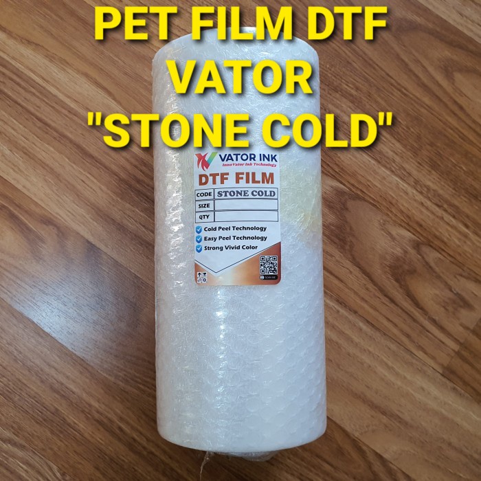 

kertas- pet film dtf vator stone cold roll 33cm x 1 meter sablon dtf tinta dtf -kertas.