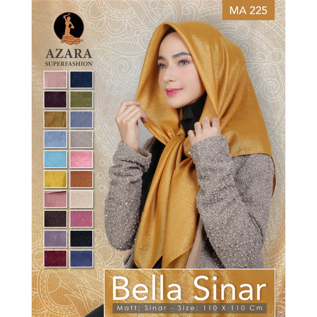 Jilbab Segi Empat Glowing Laser Cut BELLA SINAR Azara Scarf