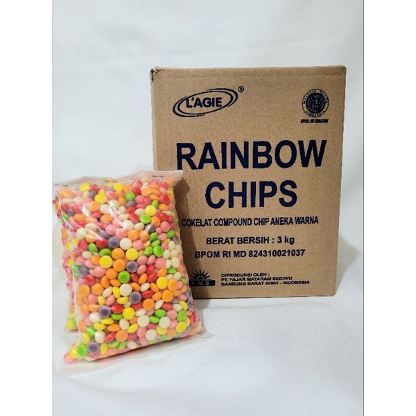 

Rainbow chips compound L'agie | Cokelat compound chips aneka warna