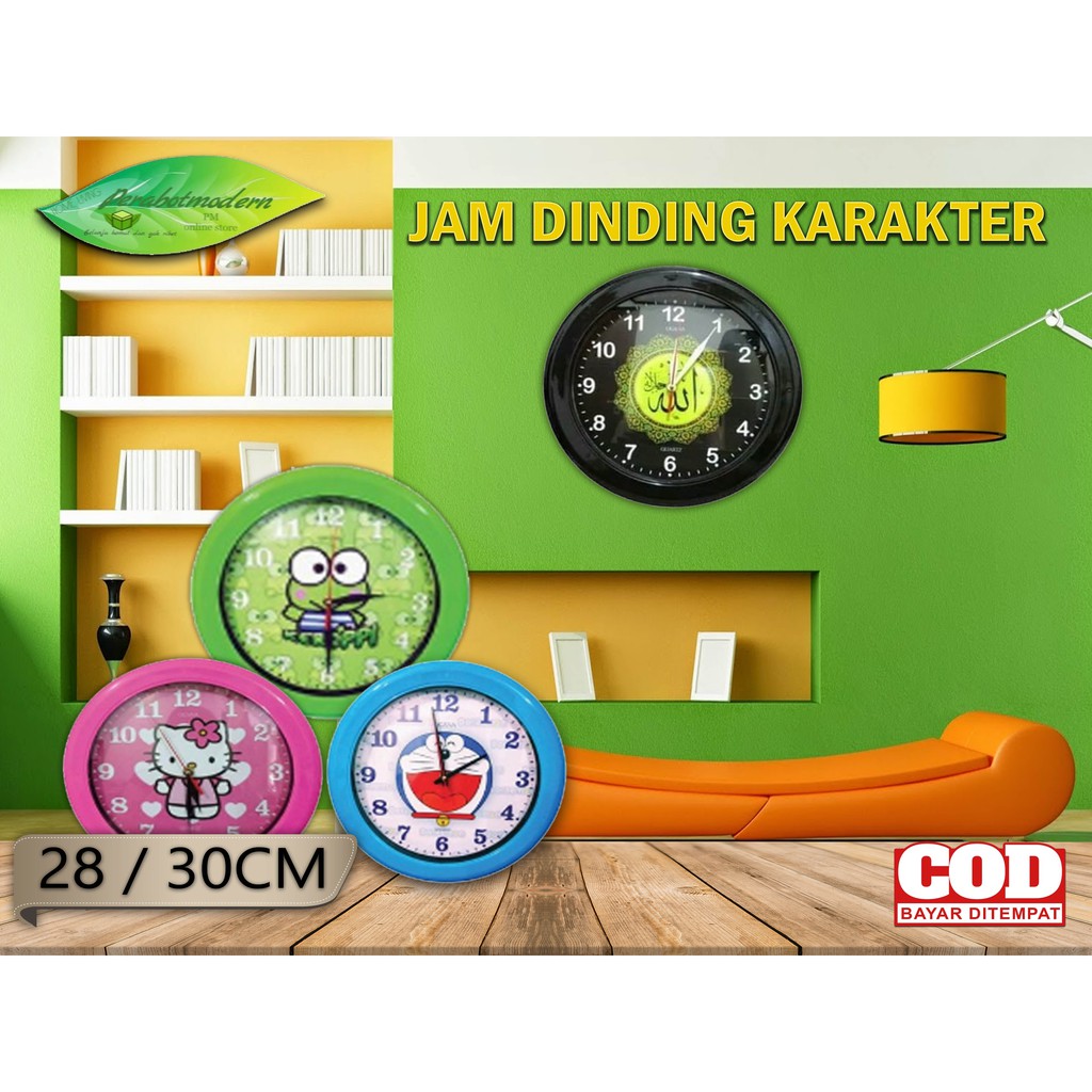[ COD ] Jam Dinding Karakter / Jam Analog / Jam Dinding Hias / jam watch dinding motif doremon keroppi katak hello kitty keropi biru hijau pink