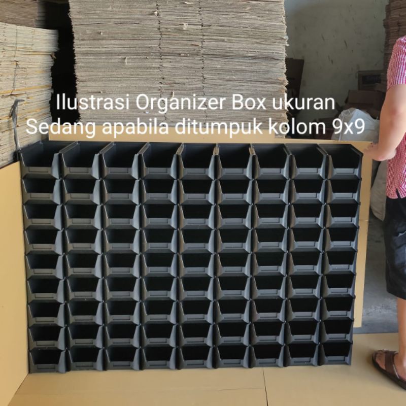 Box plastik susun Per 9pcs ukuran 20,5 x 13 x 10cm Mono Rako Sedang Box Organizer Rak Susun Plastik Ukuran Sedang