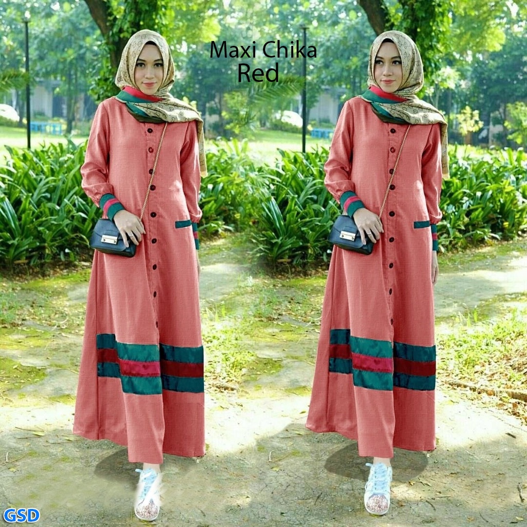 Maxi Chika/Gamis Wanita Kondangan/ Gamis Full Kancing Bumil Busui / Long Dress Muslim Wanita